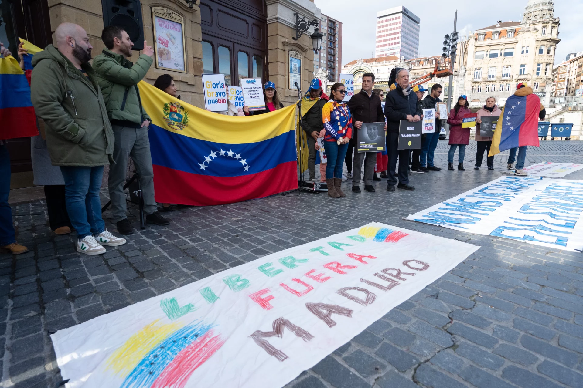 Venezolanos en protesta en Bilbao. Fuente: Agencias