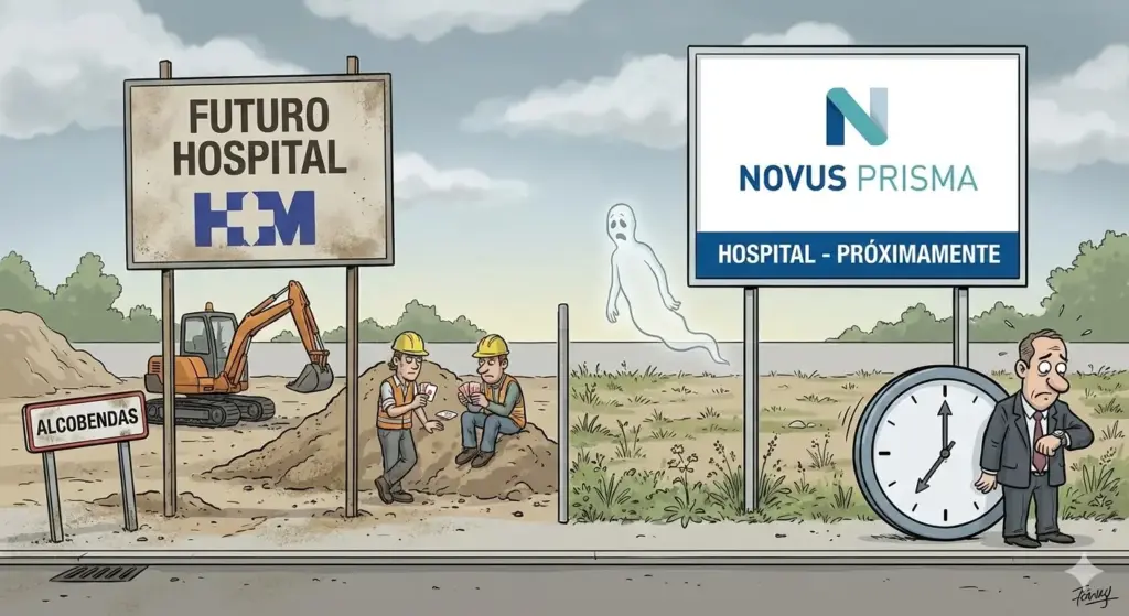 Altura insuficiente y falta de fondos: las razones de la salida de Clínicas del Sur del concurso del Hospital de Alcobendas 1 Imagen sobre los hospitales de HM y Novus Prisma en Alcobendas. Gemini
