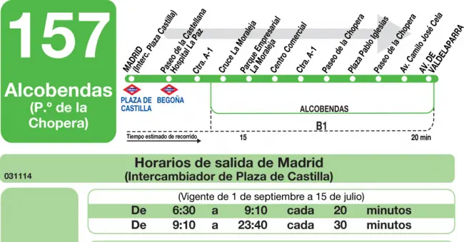 Horario Ida 157