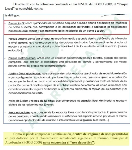 El Ayuntamiento de Alcobendas autorizó un campo de golf en zona no deportiva 2 Parte de la denuncia de Ecología y Libertad
