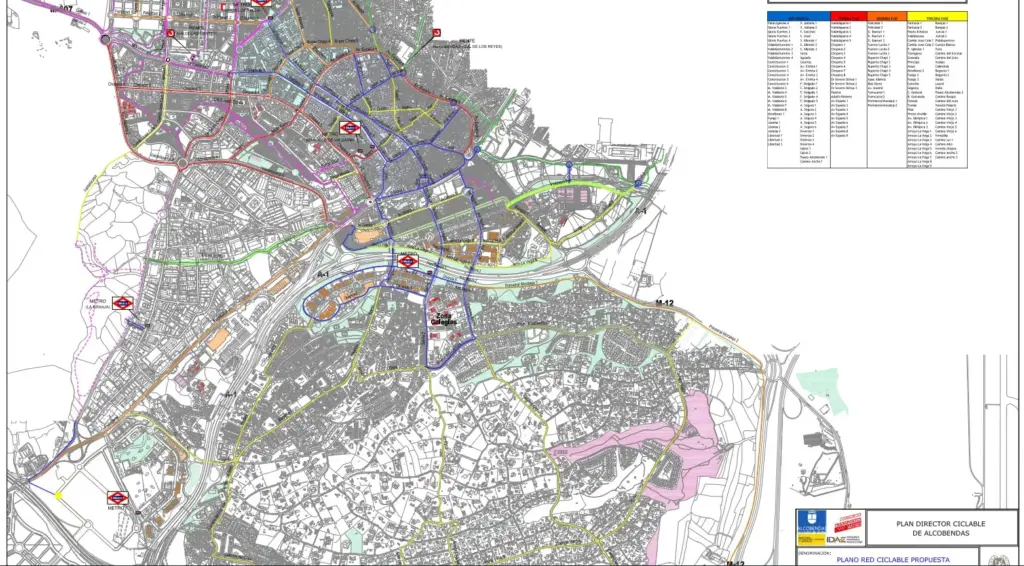 Vecinos de Alcobendas reclaman seguridad en los carriles bici mientras avanzan las obras de asfaltado 1 Plano Red Ciclable Alcobendas