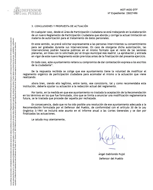 El Defensor del Pueblo incluye al Ayuntamiento de Alcobendas en su informe anual por incumplimiento normativo 2 defensor del pueblo mas madrid 2