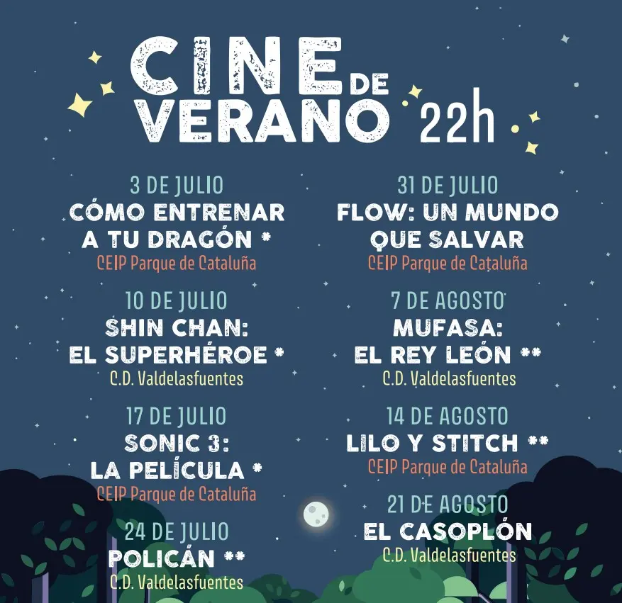 El cine de verano regresa a Alcobendas el próximo 3 de julio 2 Cartelera cine verano Alcobendas