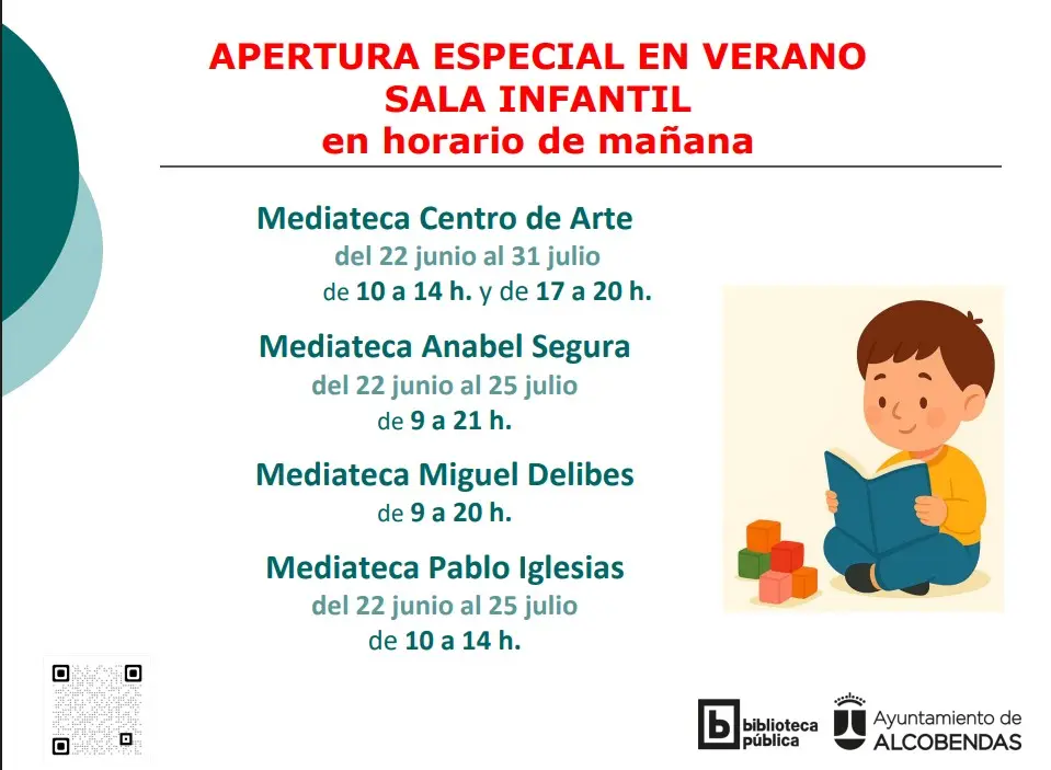 El plan gratuito que muchas familias de Alcobendas buscaban para este verano ya está en marcha 1 Horario Mediatecas Alcobendas